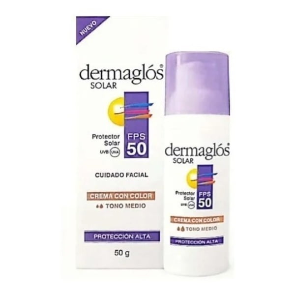 Dermaglos Solar Factor 50 Facial 50gr Crema Color Medio