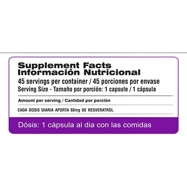 Resveratrol Qualivits(R) X 45 Cápsulas Antioxidante - Imagen 2