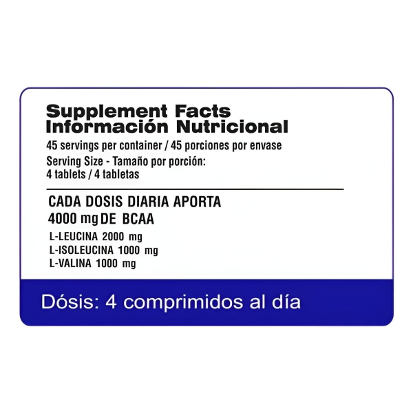 Bcaa 4000 Qualivits(R) Aminoácidos 120 Tabletas - Imagen 2