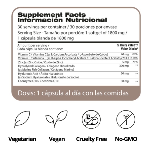 Qualivits Colageno + Acido Hialuronico Complex 30 Softgel - Imagen 2