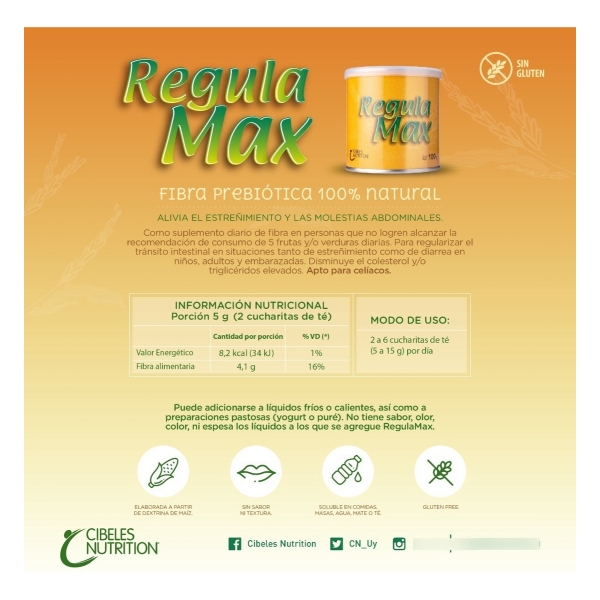 Regulamax Fibra Regula Tránsito Intestinal Cibeles - 100 Grs - Imagen 8