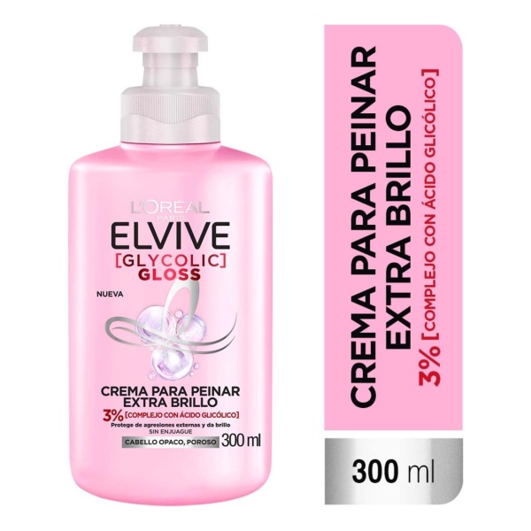 Crema Para Peinar Elvive Glycolic Gloss 300 Ml