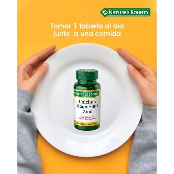 Suplemento En Comprimidos Nature's Bounty Calcium Magnesium Zinc & Vit. D3 En Pote 100 Un - Imagen 6