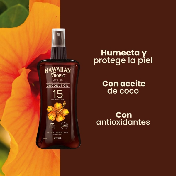 Hawaiian Tropic Aceite Bronceador Fps 15 - 240ml Spray - Imagen 5
