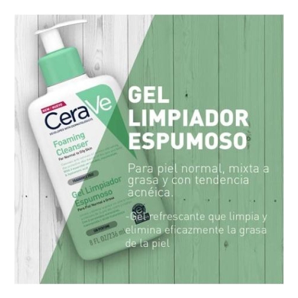 Cerave Gel Facial Limpiador Espumoso X236ml Sangar - Imagen 3