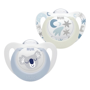 Chupete Nuk Silicona Star Dia & Noche Varon 0-6 Meses 2uni