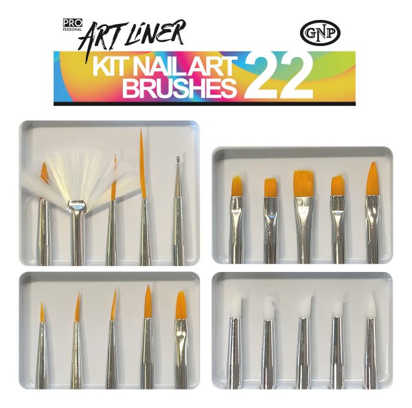 Set De Pinceles De Arte En Uñas 22 Piezas Con Liners Gnp - Imagen 2
