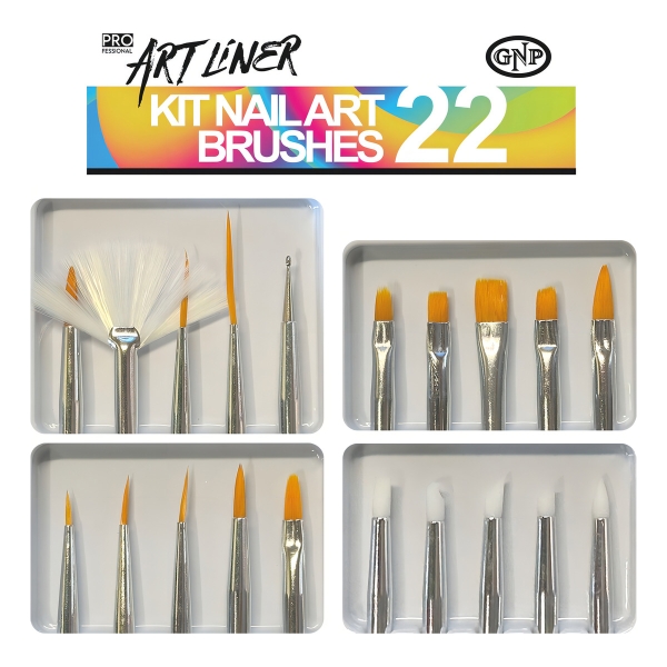 Set De Pinceles De Arte En Uñas 22 Piezas Con Liners Gnp - Imagen 2