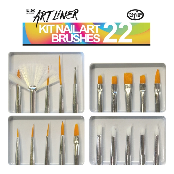 Set De Pinceles De Arte En Uñas Gnp, 22 Piezas Con Liners - Imagen 2