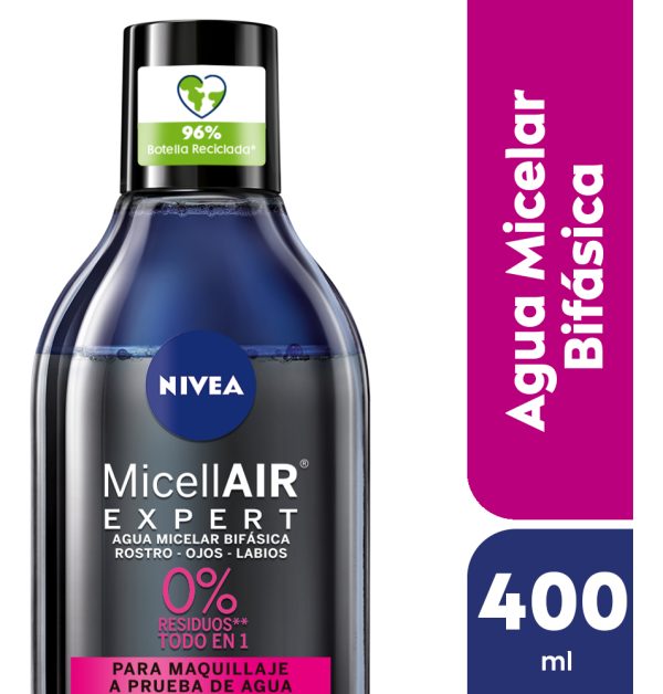 Agua Micelar Bifásica Nivea Micellair Black Expert 400 Ml - Imagen 2