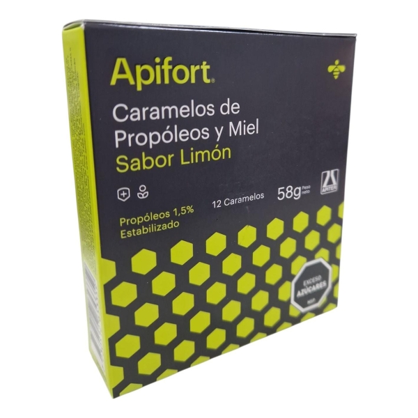 Caramelos Apifort Propóleo Y Miel Sabor Limón 12 Unidades