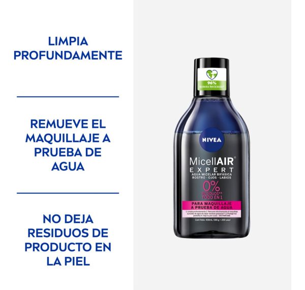 Agua Micelar Bifásica Nivea Micellair Black Expert 400 Ml - Imagen 8