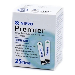 25 Tiras Reactivas P/ Glucosa En Sangre - Nipro Premier