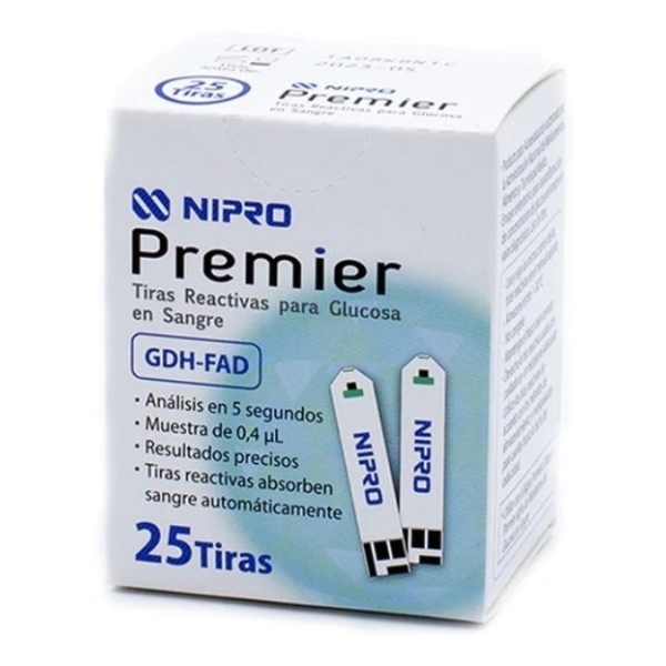 25 Tiras Reactivas P/ Glucosa En Sangre - Nipro Premier