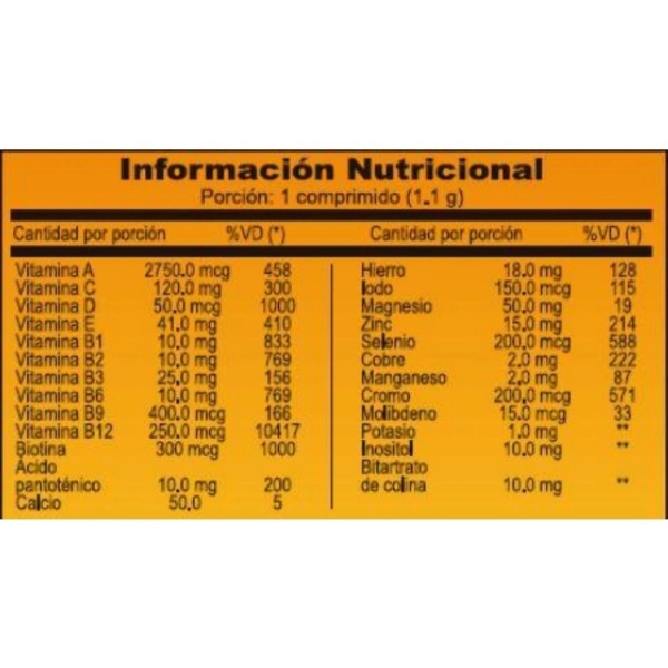 Multivitaminico Vitaminas Y Minerales One Natural Life X 30 Sabor Sin Sabor - Imagen 2
