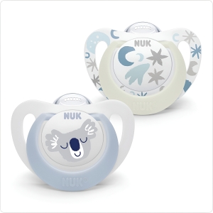 Chupete Nuk Silicona Star Dia & Noche Varon 0-6 Meses 2uni