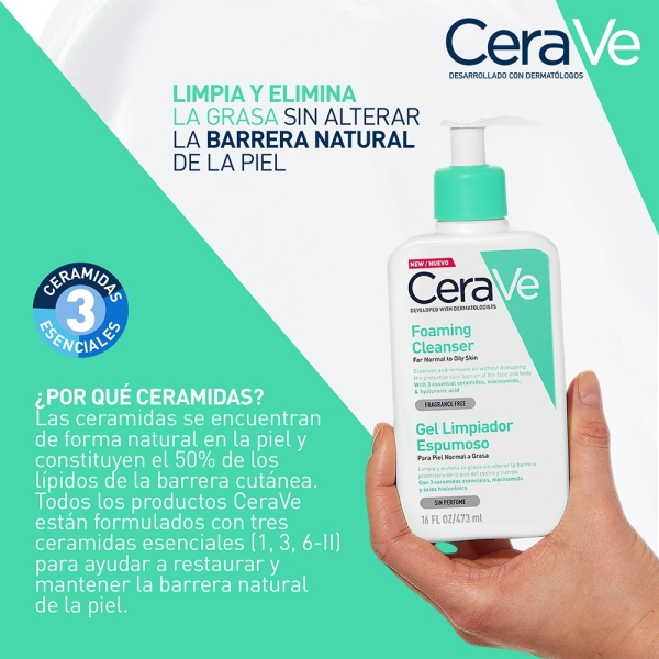 Cerave Gel Limpiador Espumoso De 473ml - Imagen 5