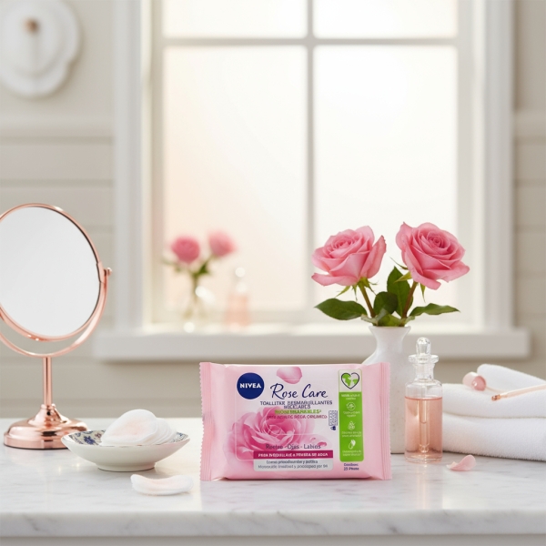 Nivea Toallitas Desmaquillantes Micerales Rose Care 25 Pzas - Imagen 2