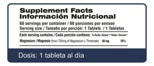 Qualivits Magnesio L-threonate 725 Mg 60 Tabletas - Imagen 3