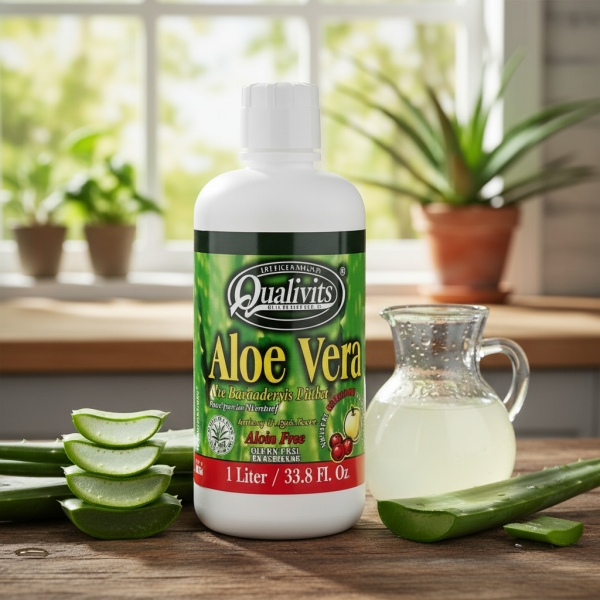 Aloe Vera Gel Qualivits 1 Litro Sabor Arándanos Y Manzana - Imagen 2