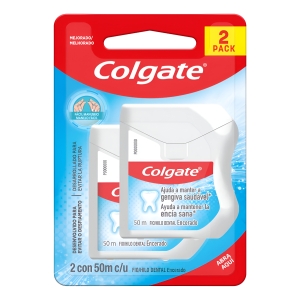 Hilo Dental Colgate Nylon 50m X2 Unidades