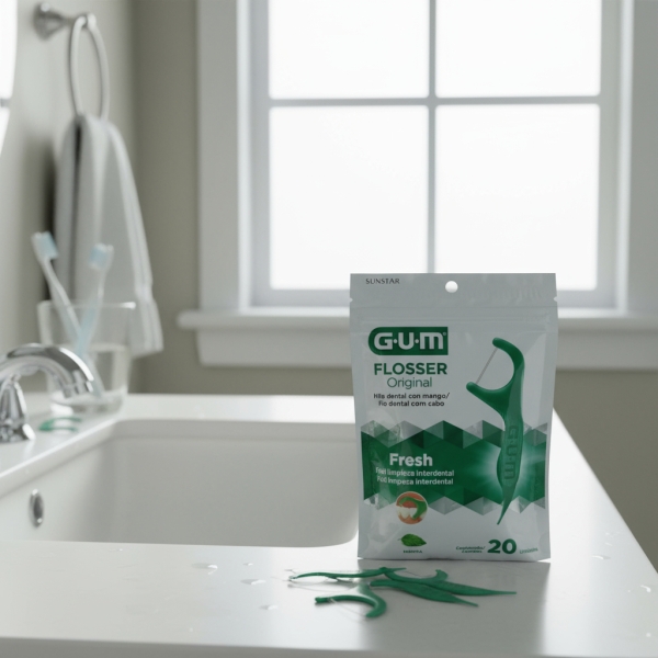 Porta Hilo Dental Gum Flosser Menta X20 - Imagen 2