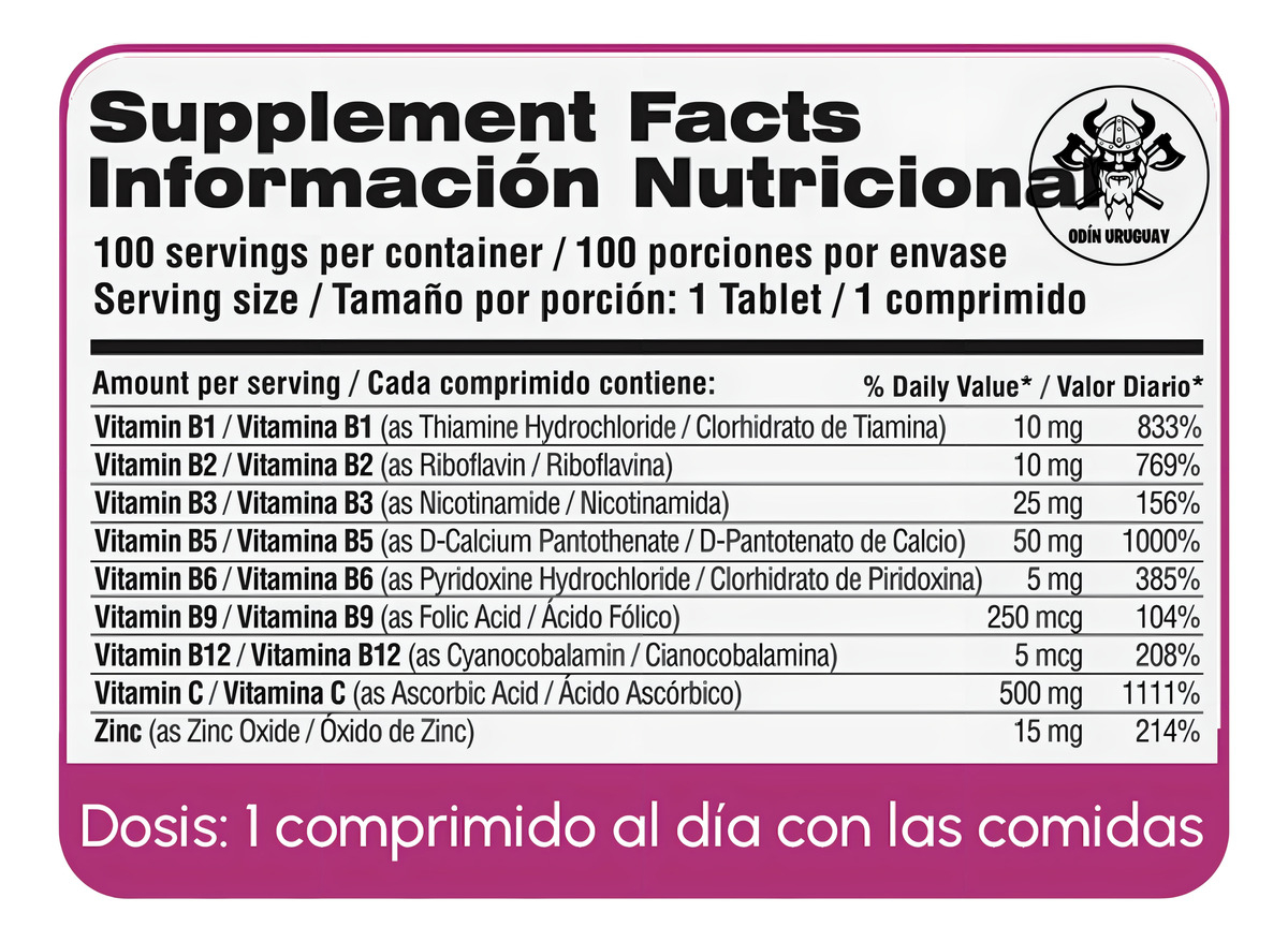 Qualivits B-complex + Vitamina C + Zinc 100 Tabletas Sabor Sin Sabor - Imagen 2