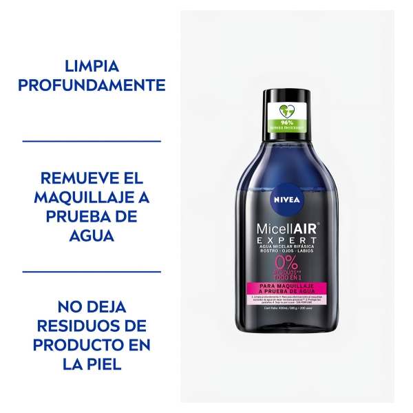 Agua Micelar Bifásica Nivea Micellair Black Expert 400 Ml - Imagen 8