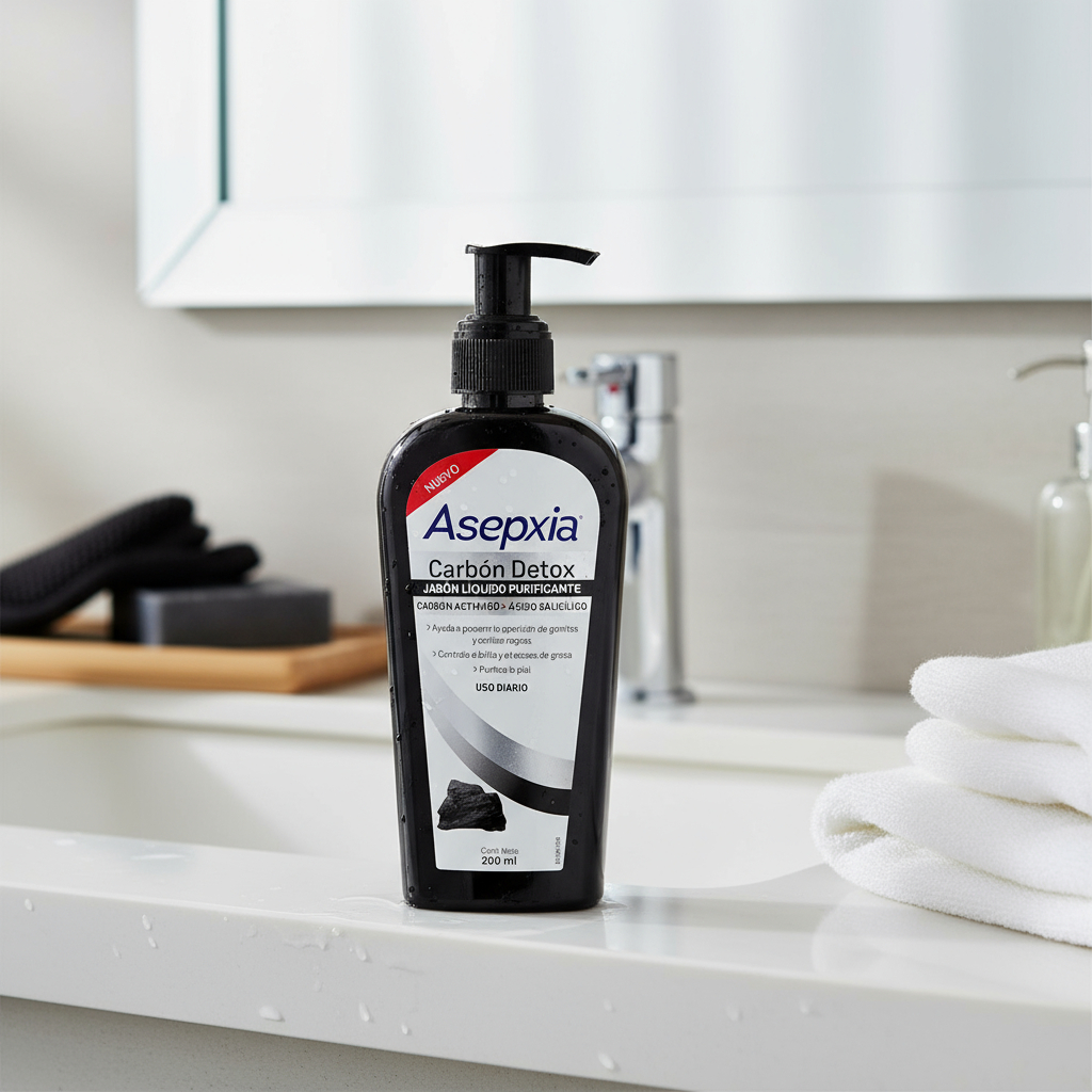 Asepxia Carbón Detox Jabón Liquido 200ml - Imagen 3