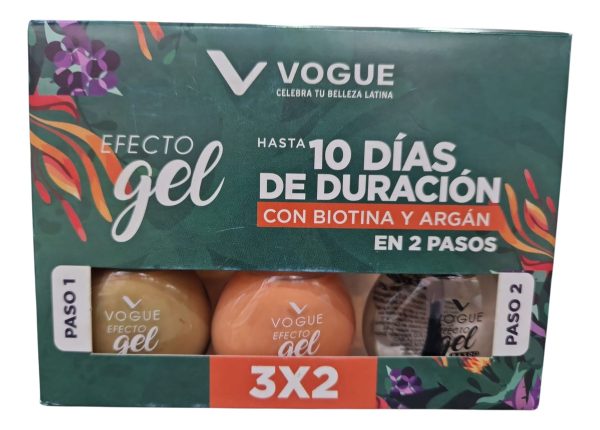 Pack Vogue Efecto Gel Esmalte Jaguar + Flamingo + Brillo - Imagen 2