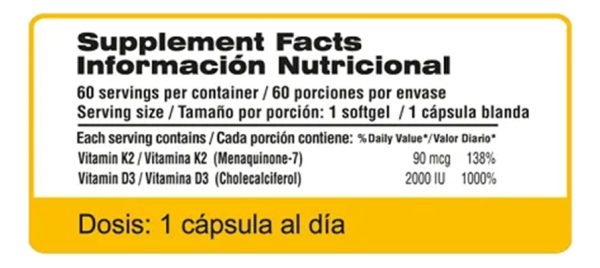 Qualivits Super Vitamin D3 + K2 X 60 Cápsulas Blandas - Imagen 2