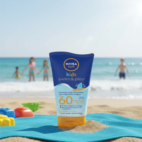 Protector Solar Nivea Sun Kids Swim And Play Fps60 150ml - Imagen 3