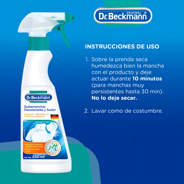 Quitamanchas Desodorante Y Sudor Spray Dr. Beckmann 250 Ml - Imagen 7