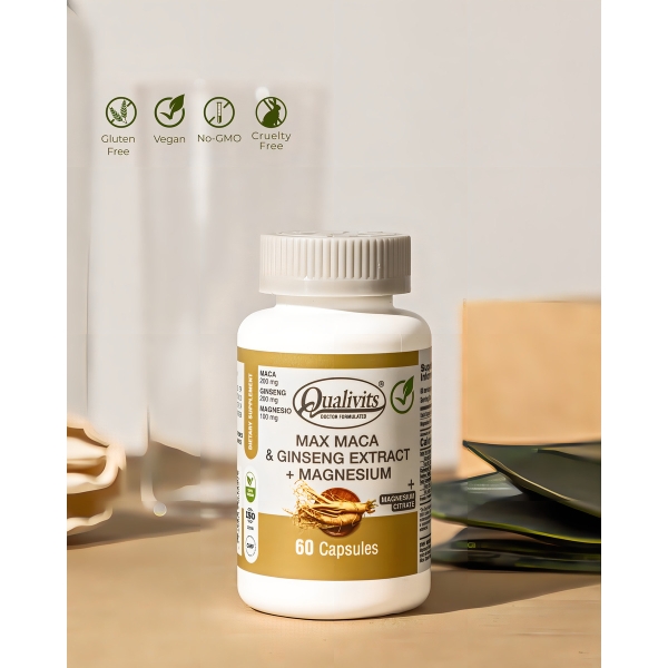 Max Maca Con Ginseng Qualivits(R) + Magnesio X 60 Tabletas Sabor Natural - Imagen 2