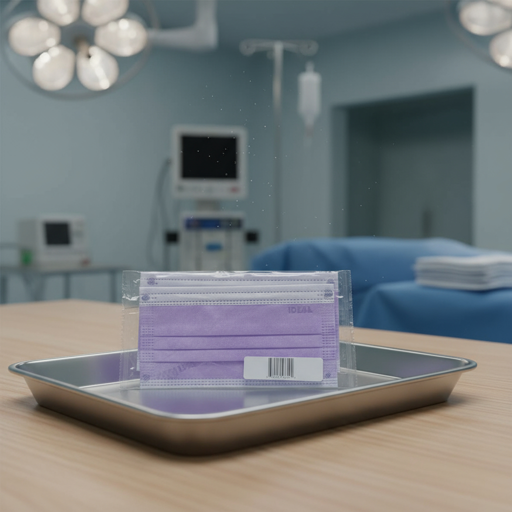 Tapaboca Quirúrgico C/ Elástico Color Lila Caja 50 Unid. - Imagen 3