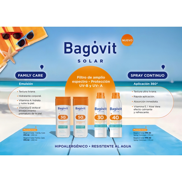 Protector Solar Bagovit Solar Fps40 Spray Continuo X170ml - Imagen 3
