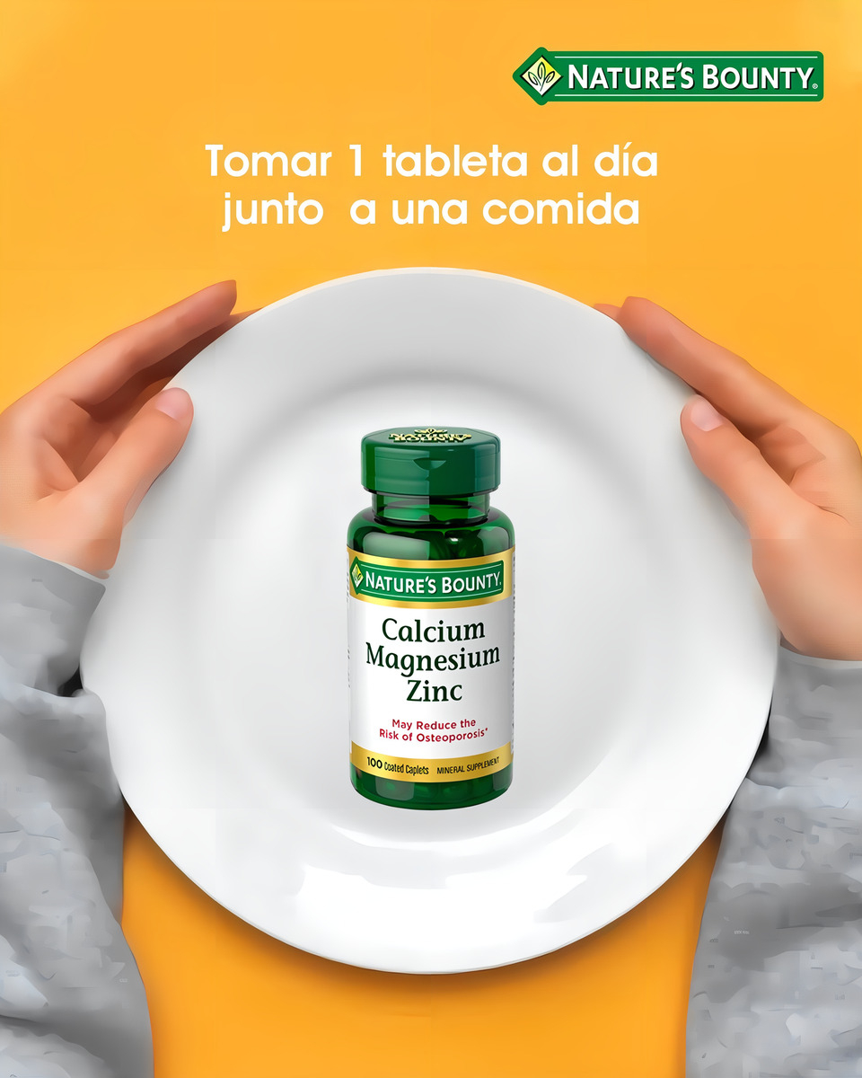 Suplemento En Comprimidos Nature's Bounty Calcium Magnesium Zinc & Vit. D3 En Pote 100 Un Sin Sabor - Imagen 6