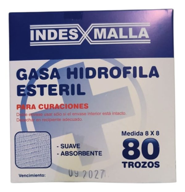Indes Malla Gasa Hidrofila Estéril Premium 8cm X 80 Trozos - Imagen 2