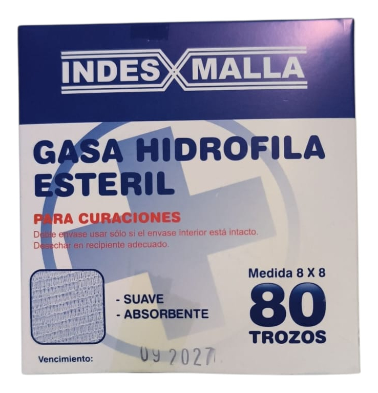 Indes Malla Gasa Hidrofila Estéril Premium 8cm X 80 Trozos - Imagen 2