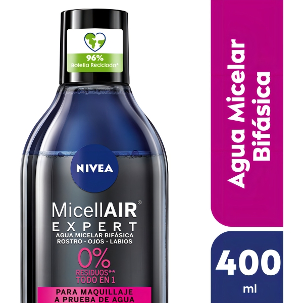 Agua Micelar Bifásica Nivea Micellair Black Expert 400 Ml - Imagen 2