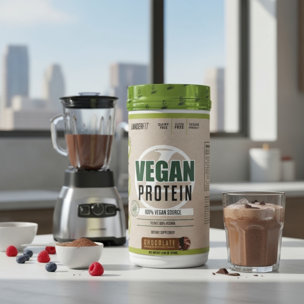 Vegan Protein 2 Lbs Landerfir Proteina Vegana Sabor Chocolat - Imagen 3