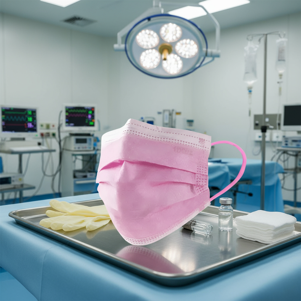 Tapaboca Con Elástico Color Rosado Caja 50 Unidades. - Imagen 2