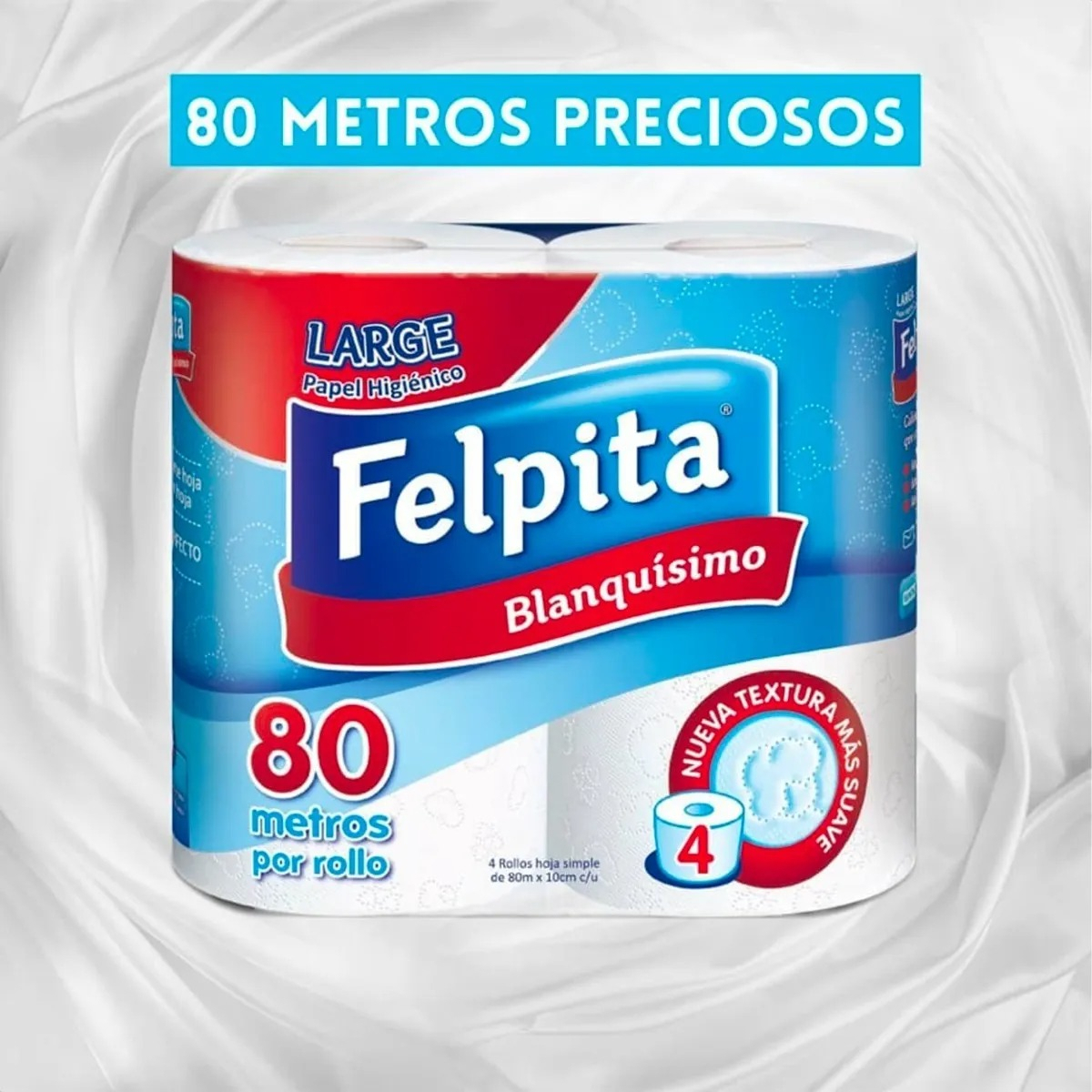 Papel Higiénico Felpita 80 Metros - Bolsón De 10 Paquetes - Imagen 2