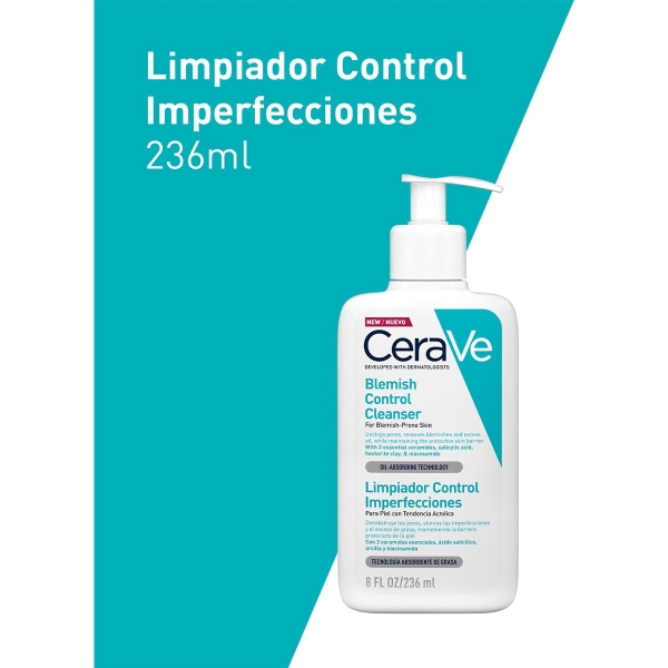 Cerave Limpiador Control Imperfecciones 236ml, Piel Grasa Momento De Aplicación Día/noche - Imagen 3