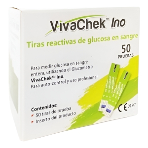 Vivachek Ino 50 Tiras Reactivas Diabetes Para Glucómetro