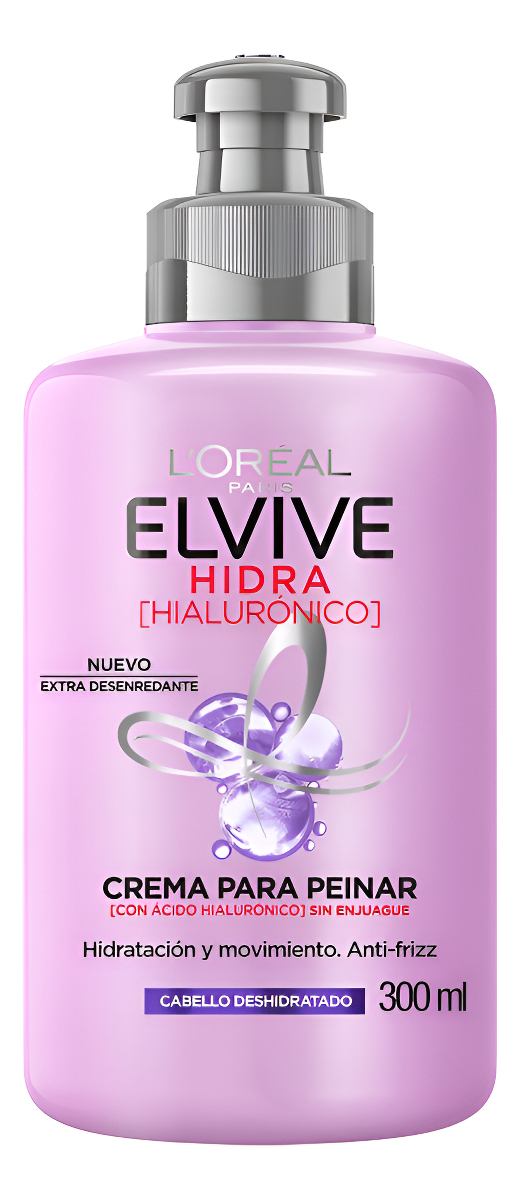 L'oréal Paris Crema Para Peinar Elvive Hidra Hialurónico Hidratación Intensa Hasta Por 72h, Ideal Para Cabello Deshidratado