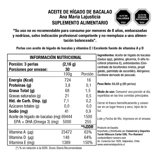Aceite De Higado De Bacalao Ana Maria Lajusticia X 90 Cap Sabor Sin Sabor - Imagen 5