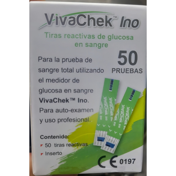 Tiras Reactivas Vivacheck Tirillas Para Glucometro X50 Color Blanco - Imagen 2
