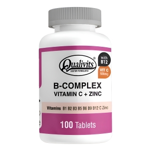 Qualivits B-complex + Vitamina C + Zinc 100 Tabletas Sabor Sin Sabor