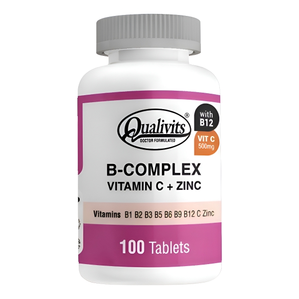 Qualivits B-complex + Vitamina C + Zinc 100 Tabletas Sabor Sin Sabor